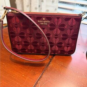 Kate Spade Burgundy Floral Wristlet